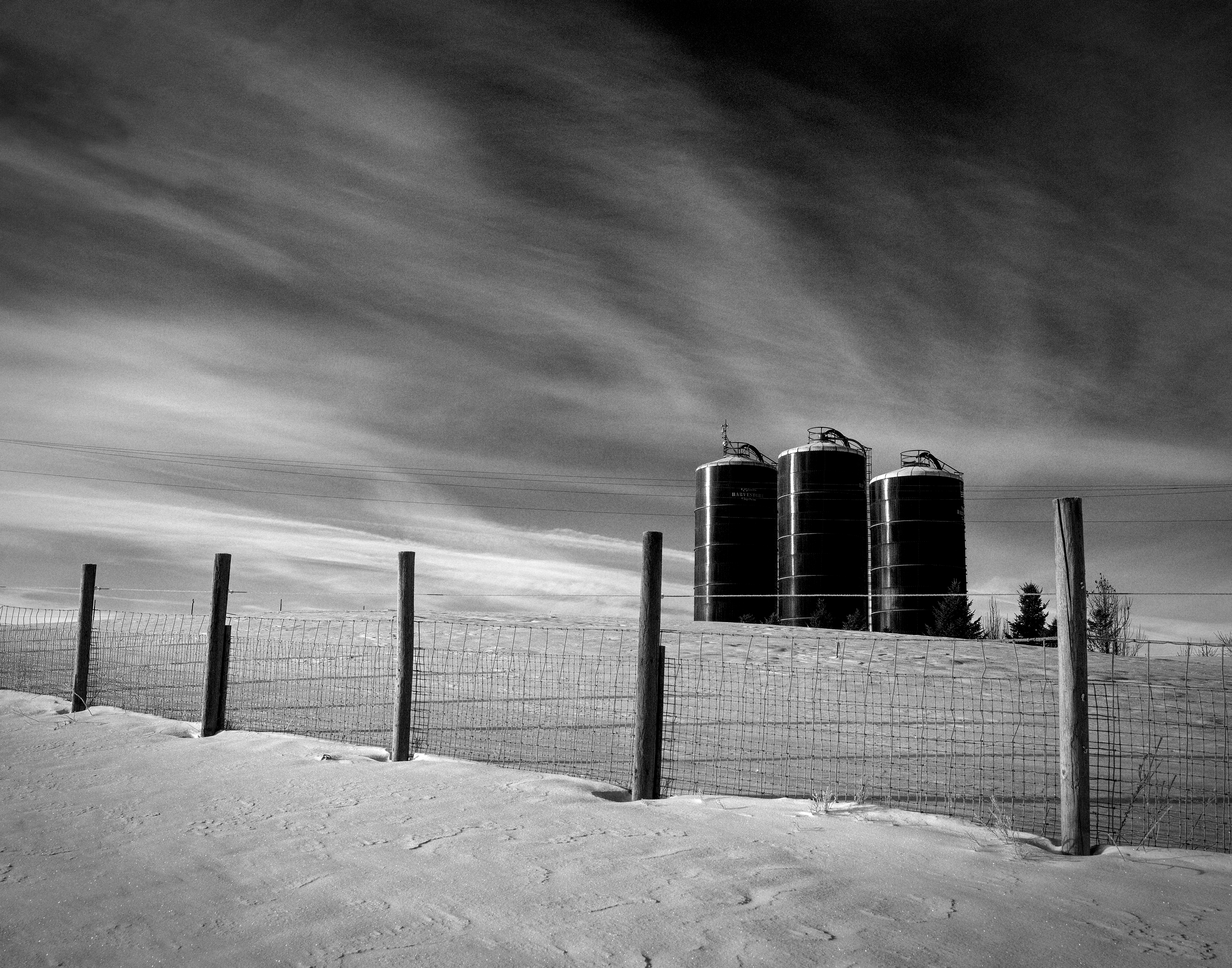Three Silos, Winter Plain